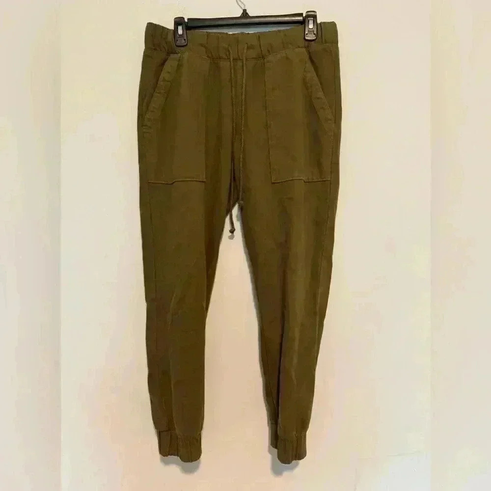 Cloth and Stone Pocket Cropped Joggers Sz S Green Elastic Waist